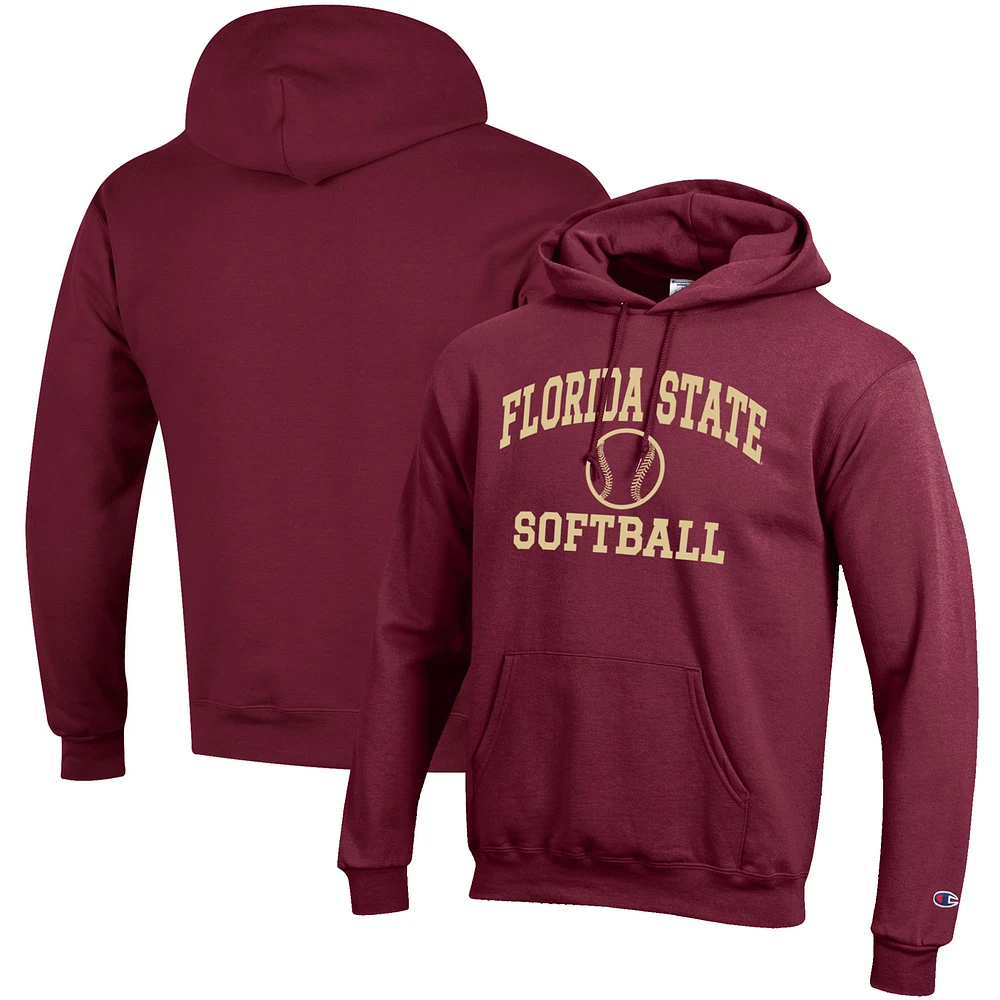 Men's Champion Garnet Florida State Seminoles Softball Icon Pullover Hoodie