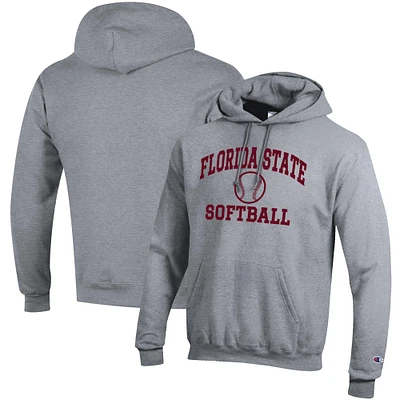 Men's Champion Gray Florida State Seminoles Softball Icon Pullover Hoodie