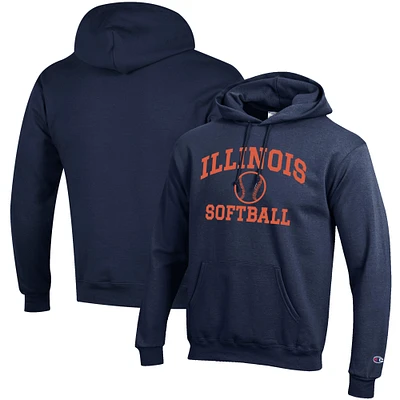 Men's Champion Navy Illinois Fighting Illini Softball Icon Pullover Hoodie