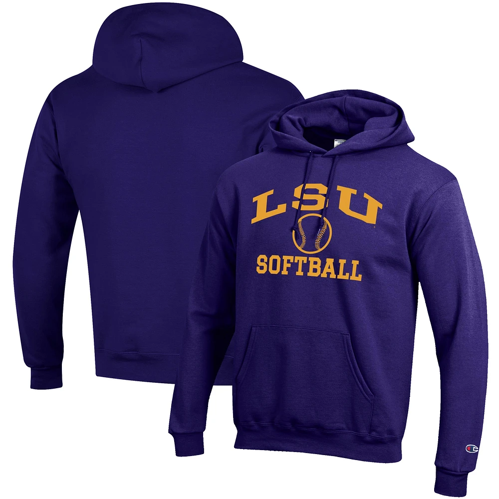 Men's Champion Purple LSU Tigers Softball Icon Pullover Hoodie