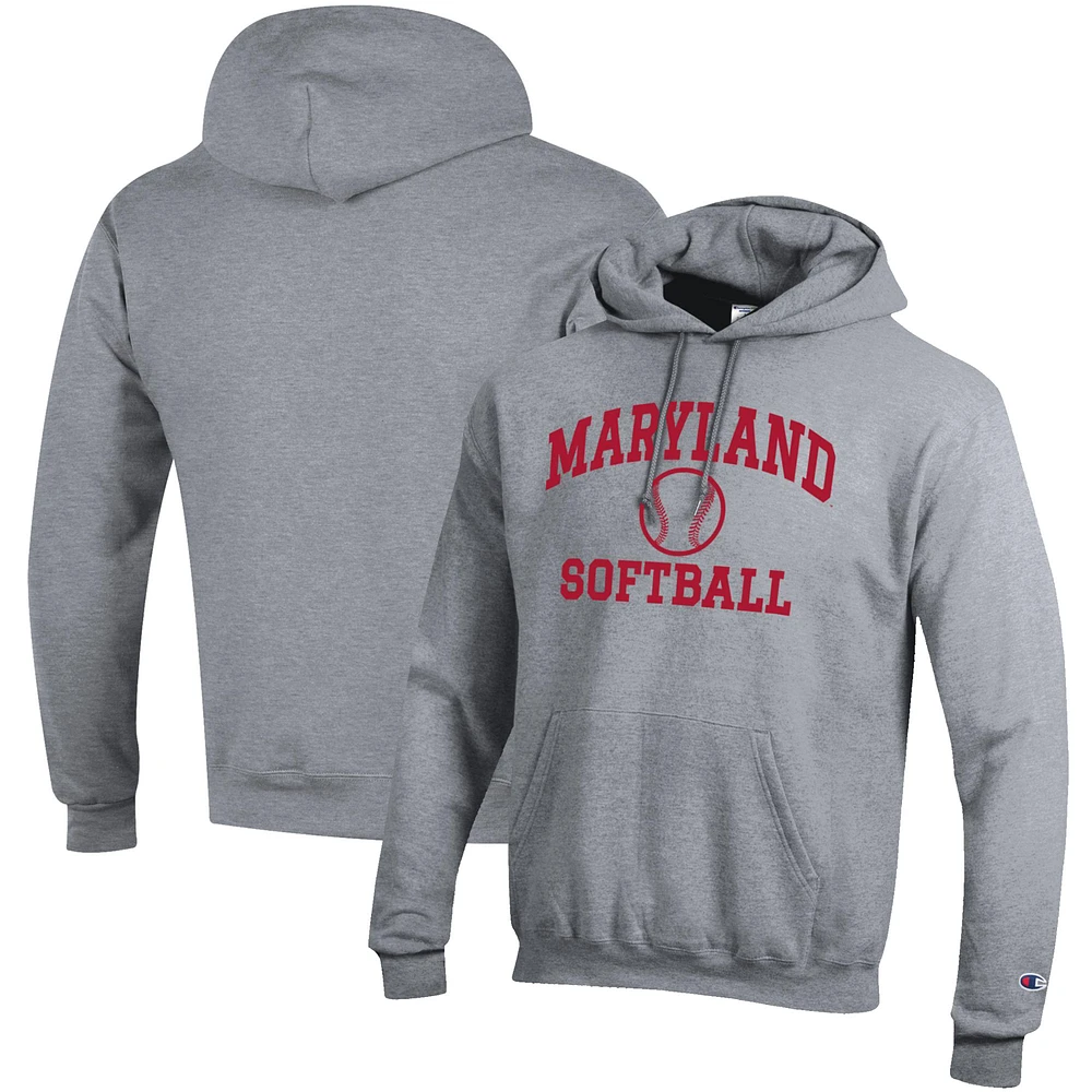 Men's Champion Gray Maryland Terrapins Softball Icon Pullover Hoodie