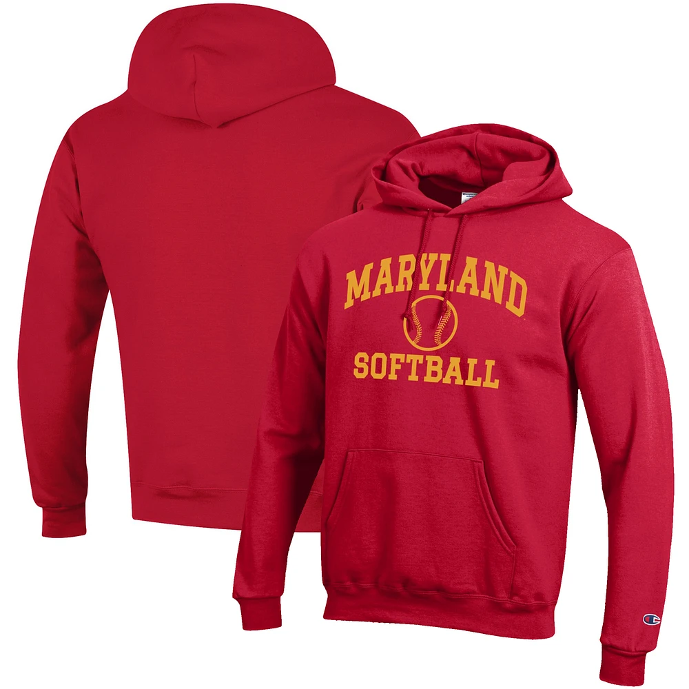 Men's Champion Red Maryland Terrapins Softball Icon Pullover Hoodie