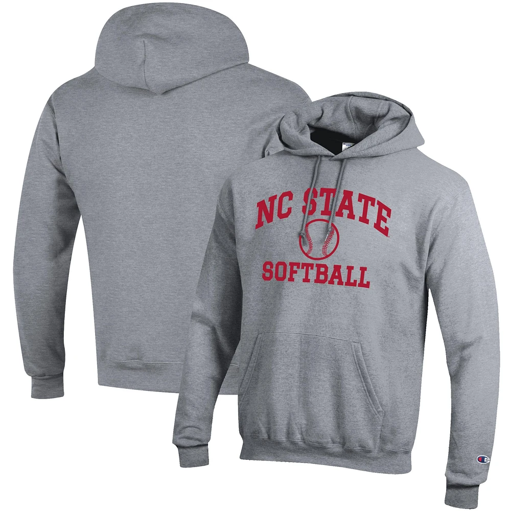 Men's Champion Gray NC State Wolfpack Softball Icon Pullover Hoodie