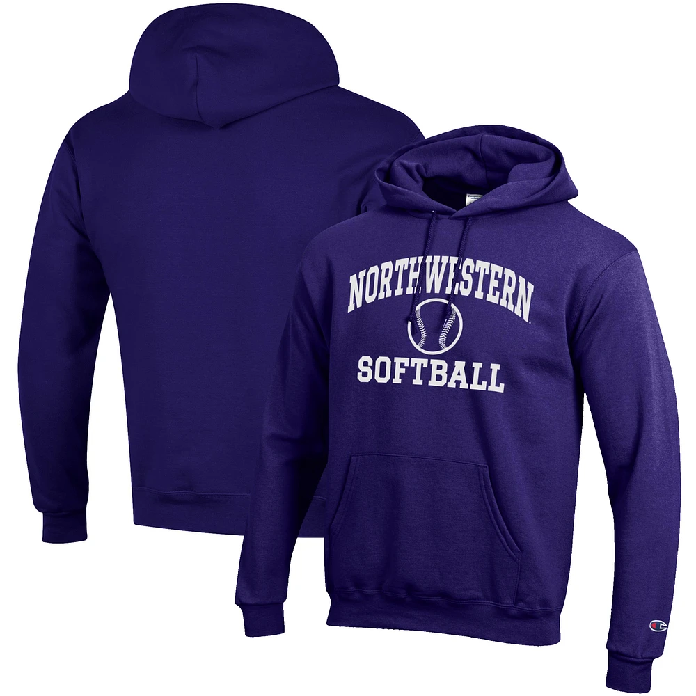 Men's Champion Purple Northwestern Wildcats Softball Icon Pullover Hoodie