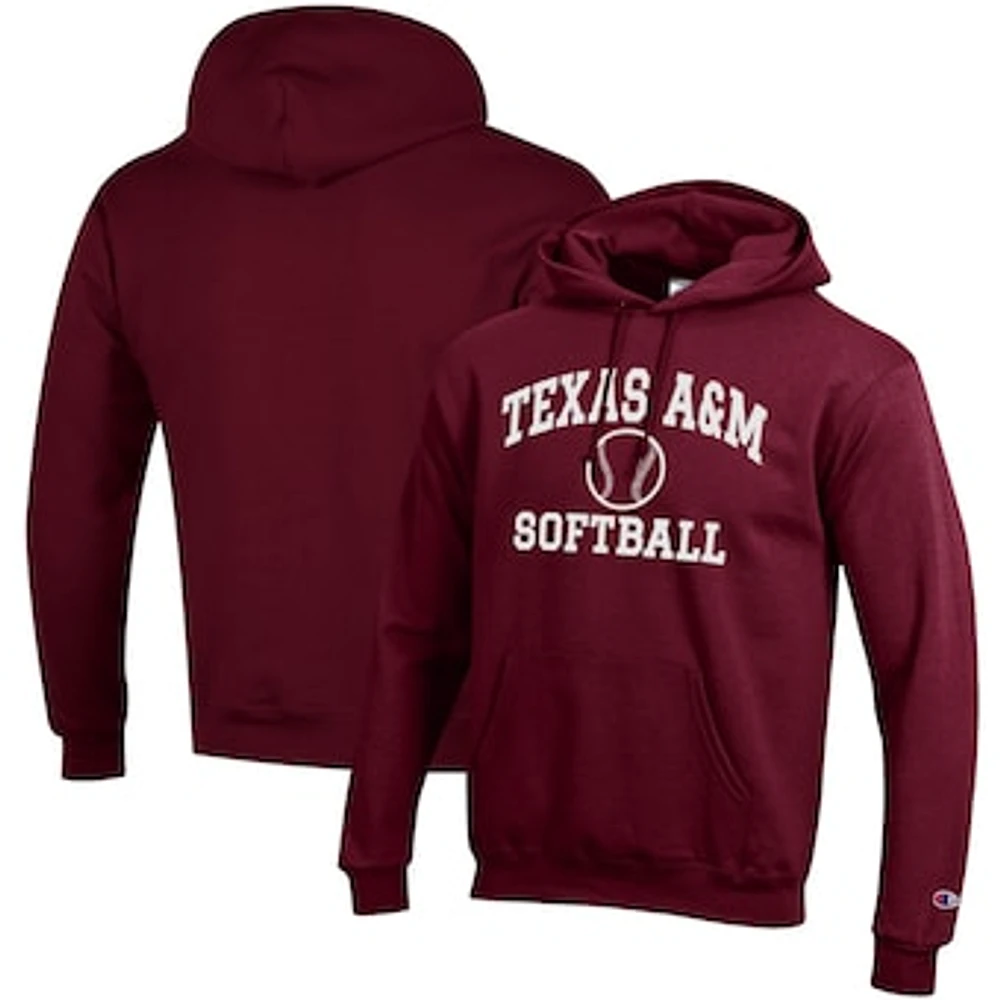 Men's Champion Maroon Texas A&M Aggies Softball Icon Pullover Hoodie