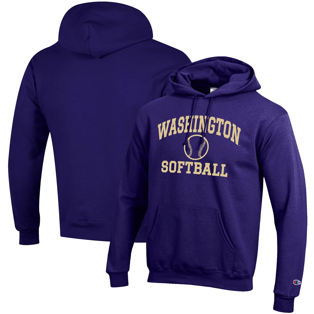 Men's Champion Purple Washington Huskies Softball Icon Pullover Hoodie