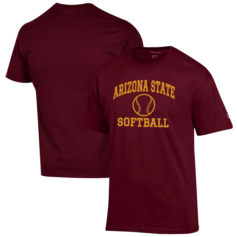 Men's Champion Maroon Arizona State Sun Devils Softball Icon T-Shirt