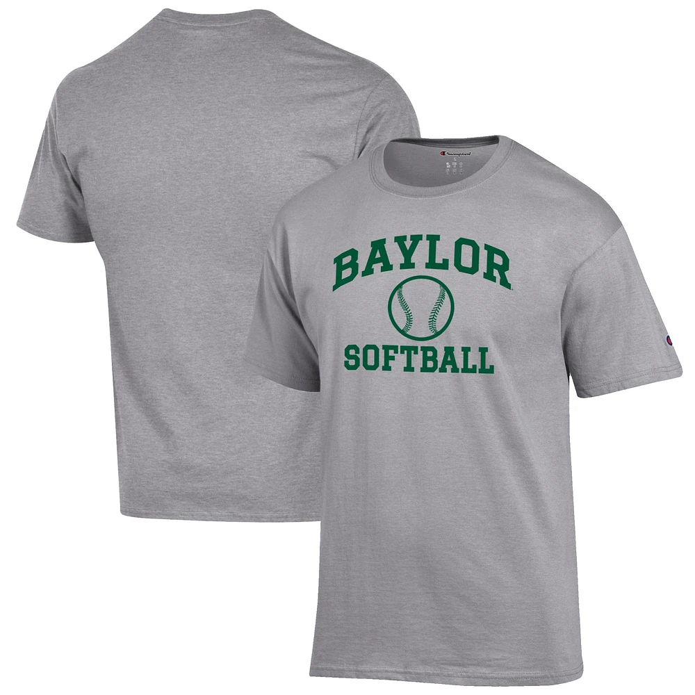 Men's Champion Gray Baylor Bears Softball Icon T-Shirt