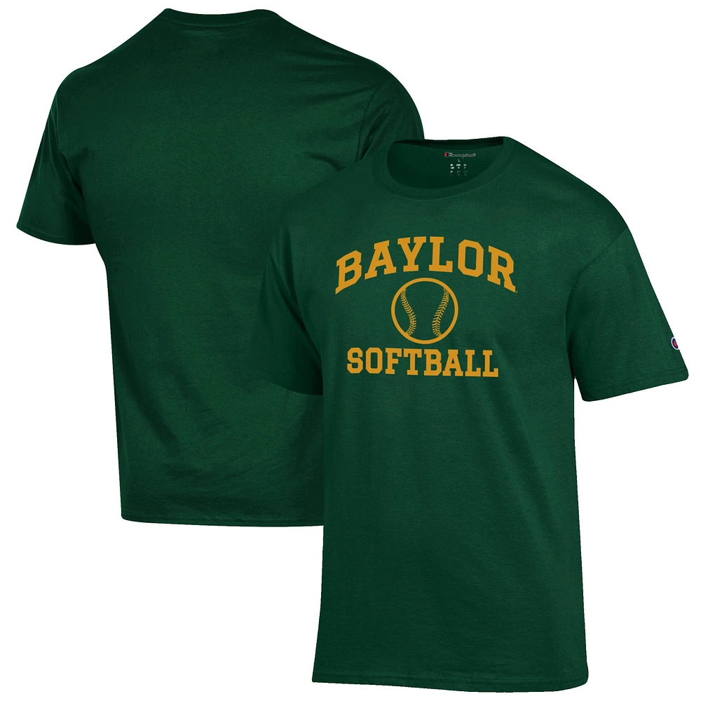 Men's Champion Green Baylor Bears Softball Icon T-Shirt