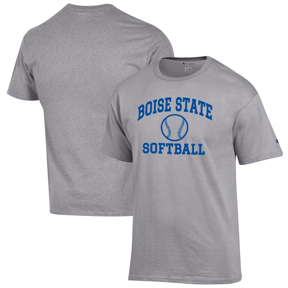 Men's Champion Gray Boise State Broncos Softball Icon T-Shirt