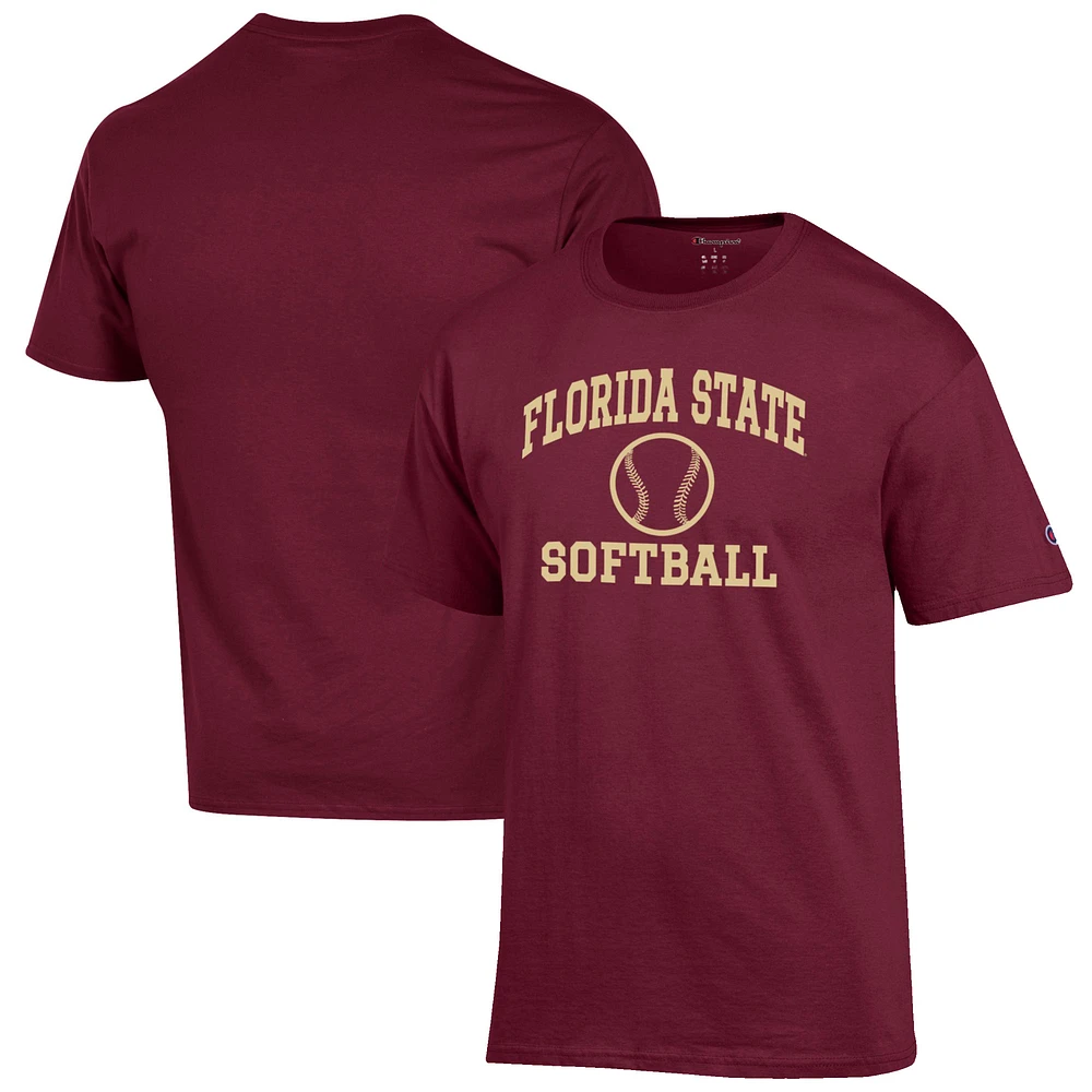 Men's Champion Garnet Florida State Seminoles Softball Icon T-Shirt