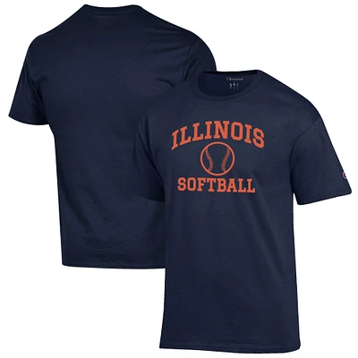 Men's Champion Navy Illinois Fighting Illini Softball Icon T-Shirt