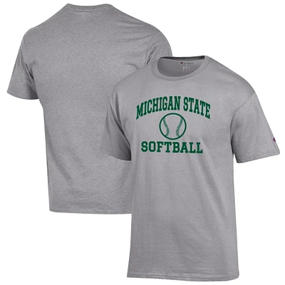 Men's Champion Gray Michigan State Spartans Softball Icon T-Shirt
