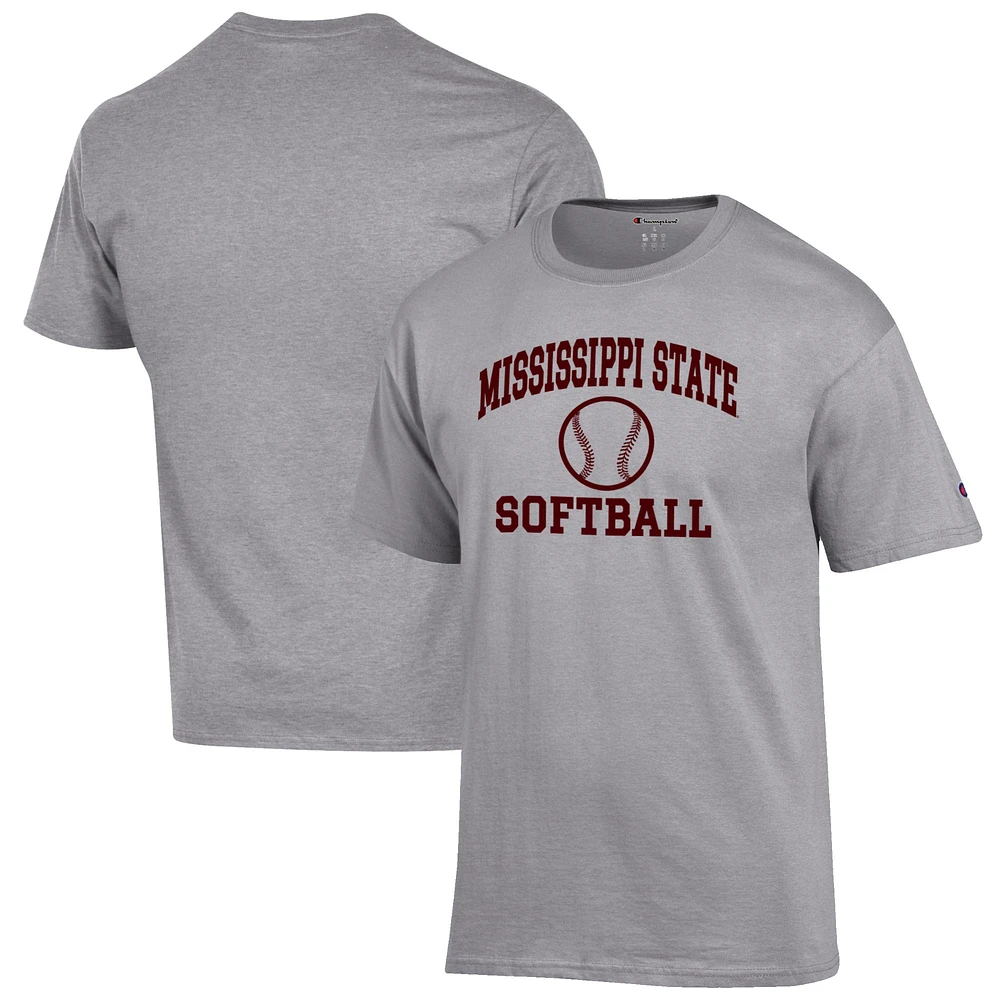 Men's Champion Gray Mississippi State Bulldogs Softball Icon T-Shirt