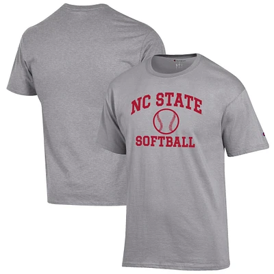 Men's Champion Gray NC State Wolfpack Softball Icon T-Shirt