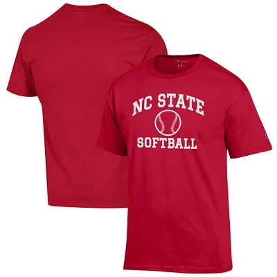 Men's Champion Red NC State Wolfpack Softball Icon T-Shirt