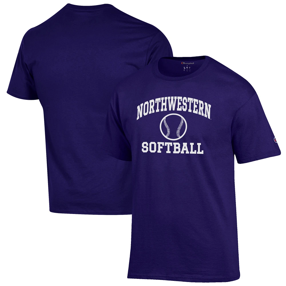 Men's Champion Purple Northwestern Wildcats Softball Icon T-Shirt