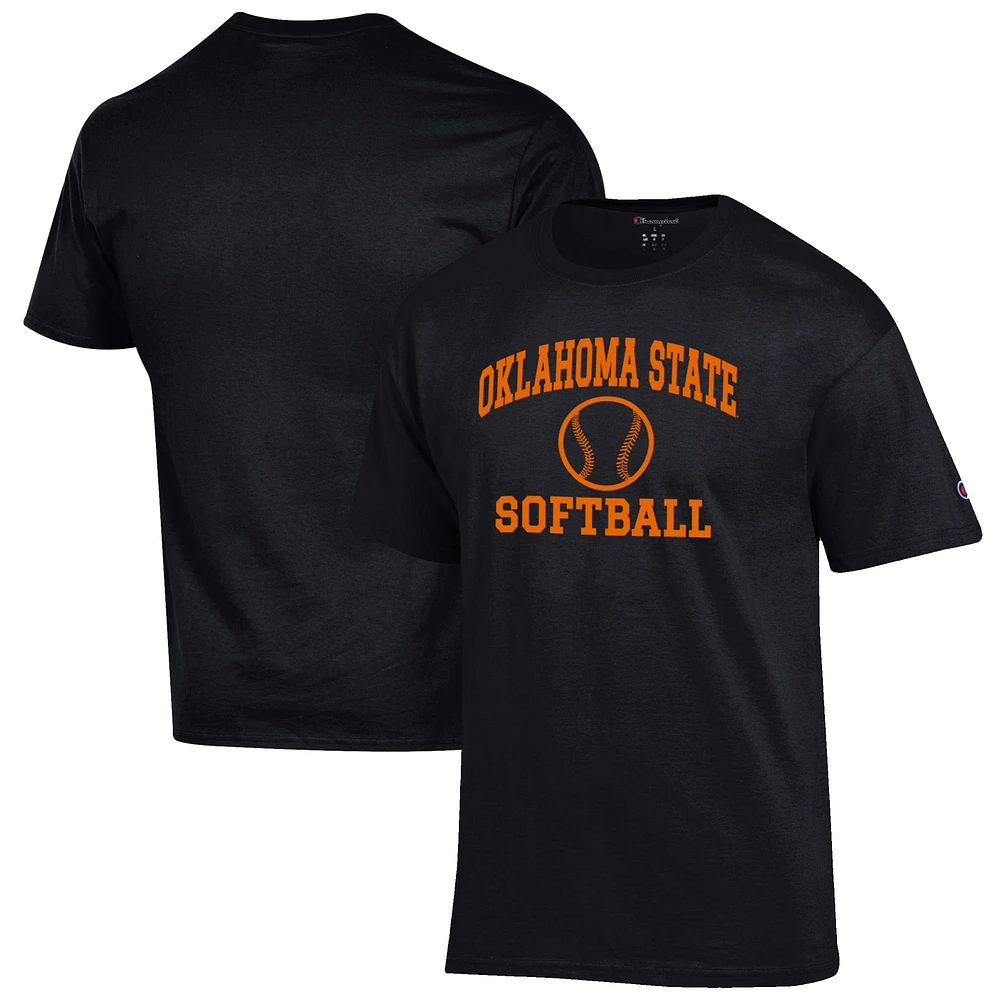 Men's Champion Black Oklahoma State Cowboys Softball Icon T-Shirt