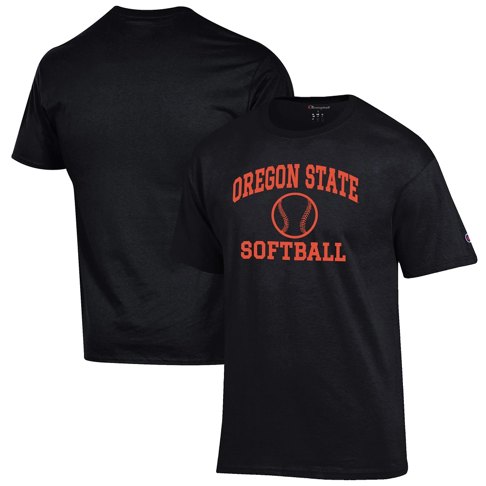 Men's Champion Black Oregon State Beavers Softball Icon T-Shirt
