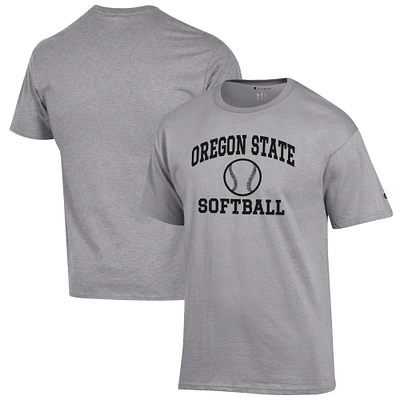 Men's Champion Gray Oregon State Beavers Softball Icon T-Shirt