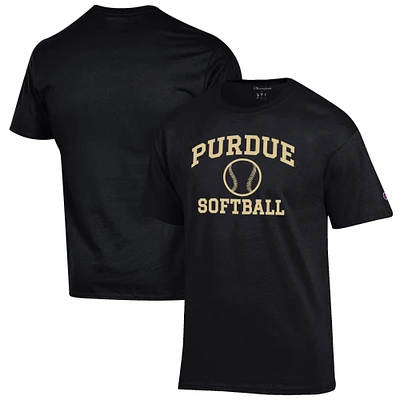 Men's Champion Black Purdue Boilermakers Softball Icon T-Shirt