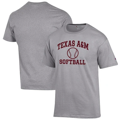 Men's Champion Gray Texas A&M Aggies Softball Icon T-Shirt