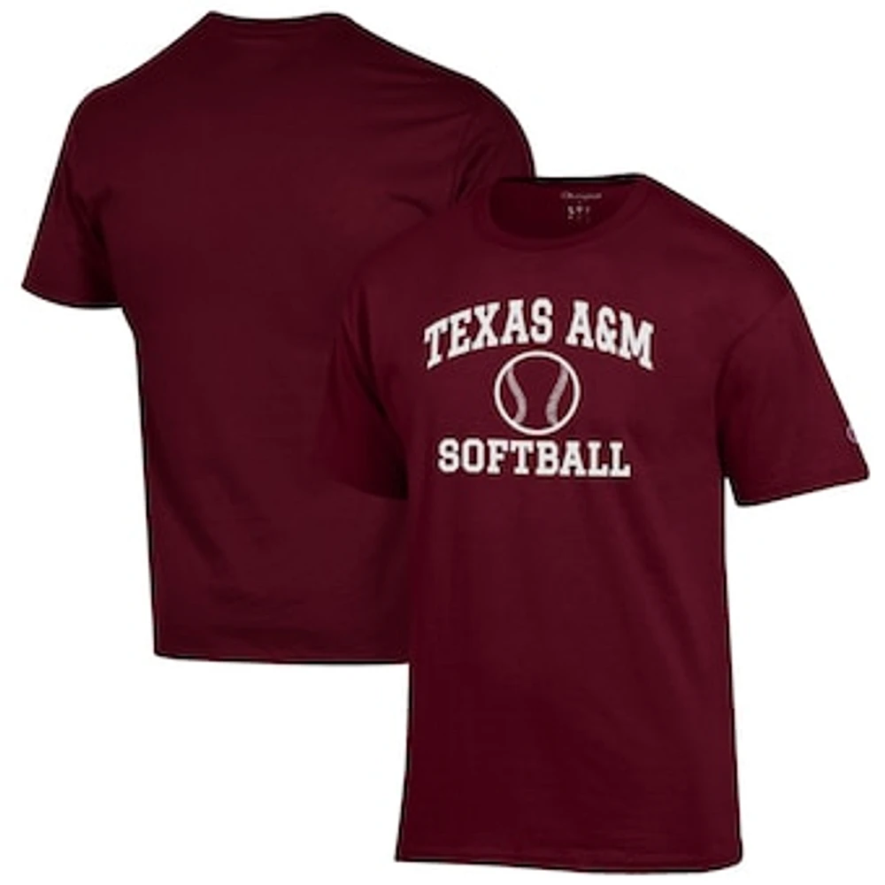 Men's Champion Maroon Texas A&M Aggies Softball Icon T-Shirt