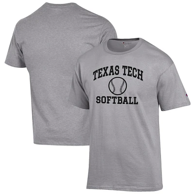 Men's Champion Gray Texas Tech Red Raiders Softball Icon T-Shirt