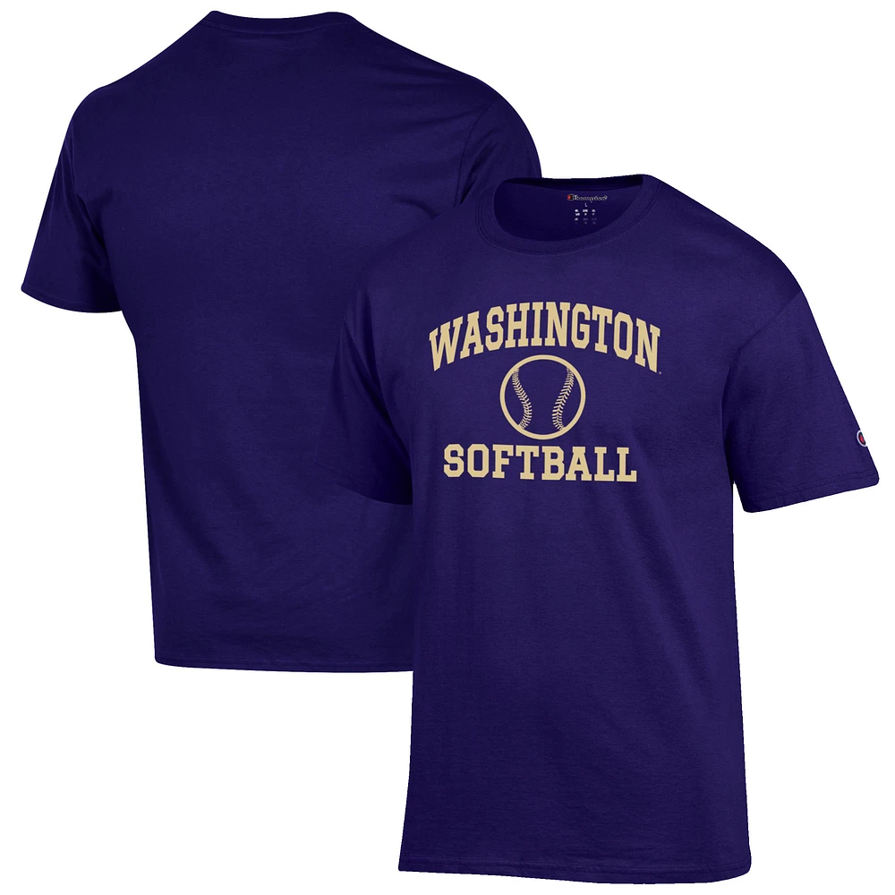 Men's Champion Purple Washington Huskies Softball Icon T-Shirt