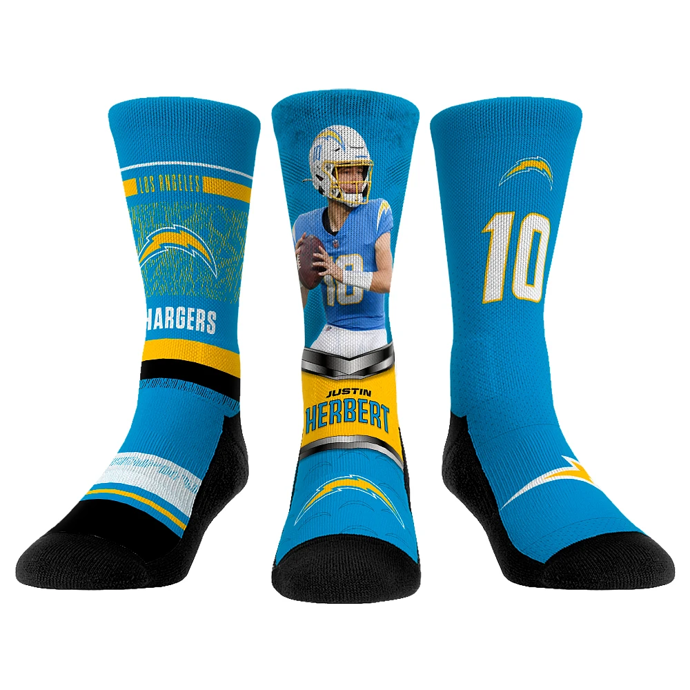 Unisex Rock Em Socks Justin Herbert Los Angeles Chargers 3-Pack Crew Set