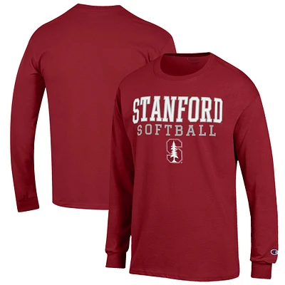 Men's Champion Cardinal Stanford Softball Stack Long Sleeve T-Shirt