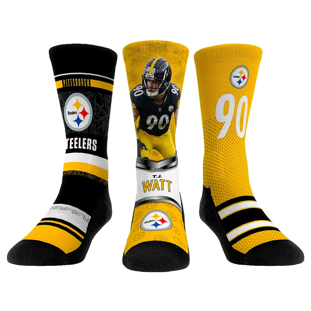 Youth Rock Em Socks T.J. Watt Pittsburgh Steelers 3-Pack Crew Socks Set