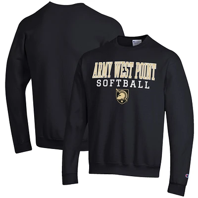Men's Champion Black Army Knights Softball Stack Pullover Crewneck Sweatshirt