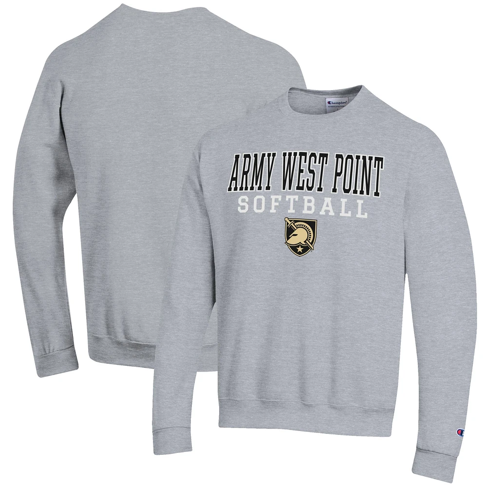Men's Champion Gray Army Black Knights Softball Stack Pullover Crewneck Sweatshirt
