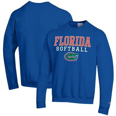 Men's Champion Royal Florida Gators Softball Stack Pullover Crewneck Sweatshirt