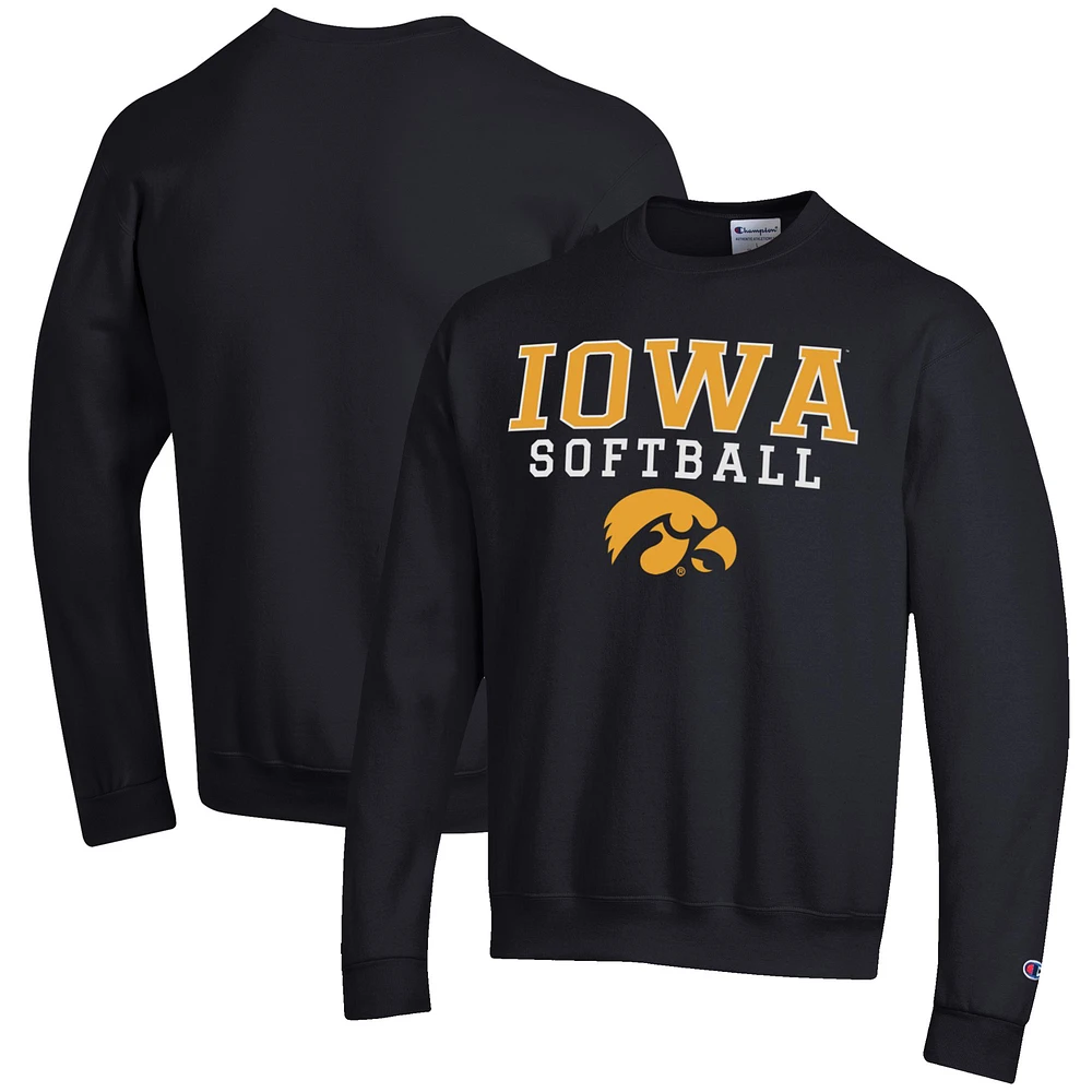 Men's Champion Iowa Hawkeyes Softball Stack Pullover Crewneck Sweatshirt