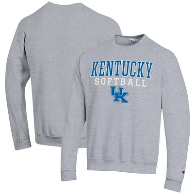 Men's Champion Gray Kentucky Wildcats Softball Stack Pullover Crewneck Sweatshirt