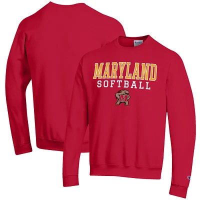 Men's Champion Maryland Terrapins Softball Stack Pullover Crewneck Sweatshirt