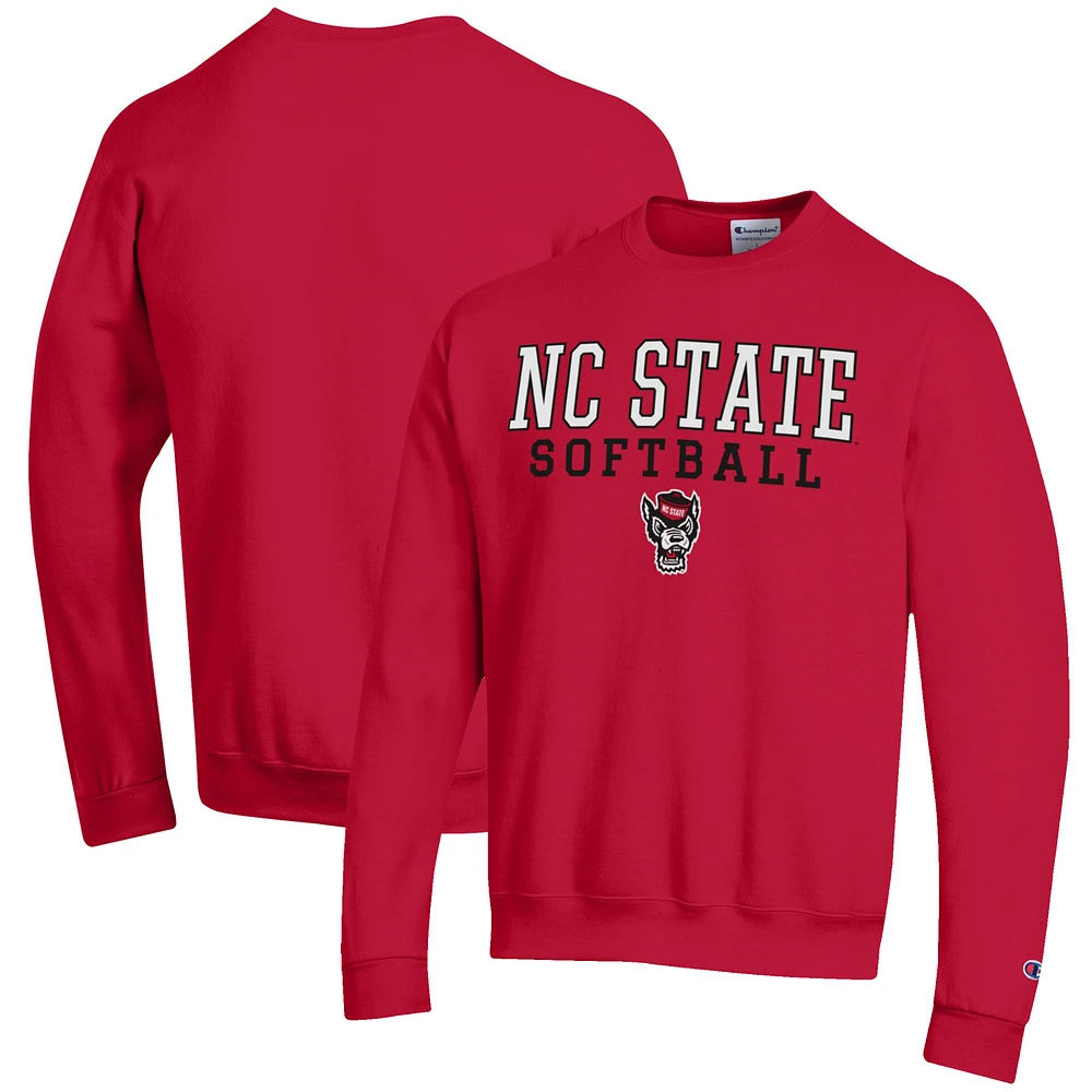 Men's Champion NC State Wolfpack Softball Stack Pullover Crewneck Sweatshirt
