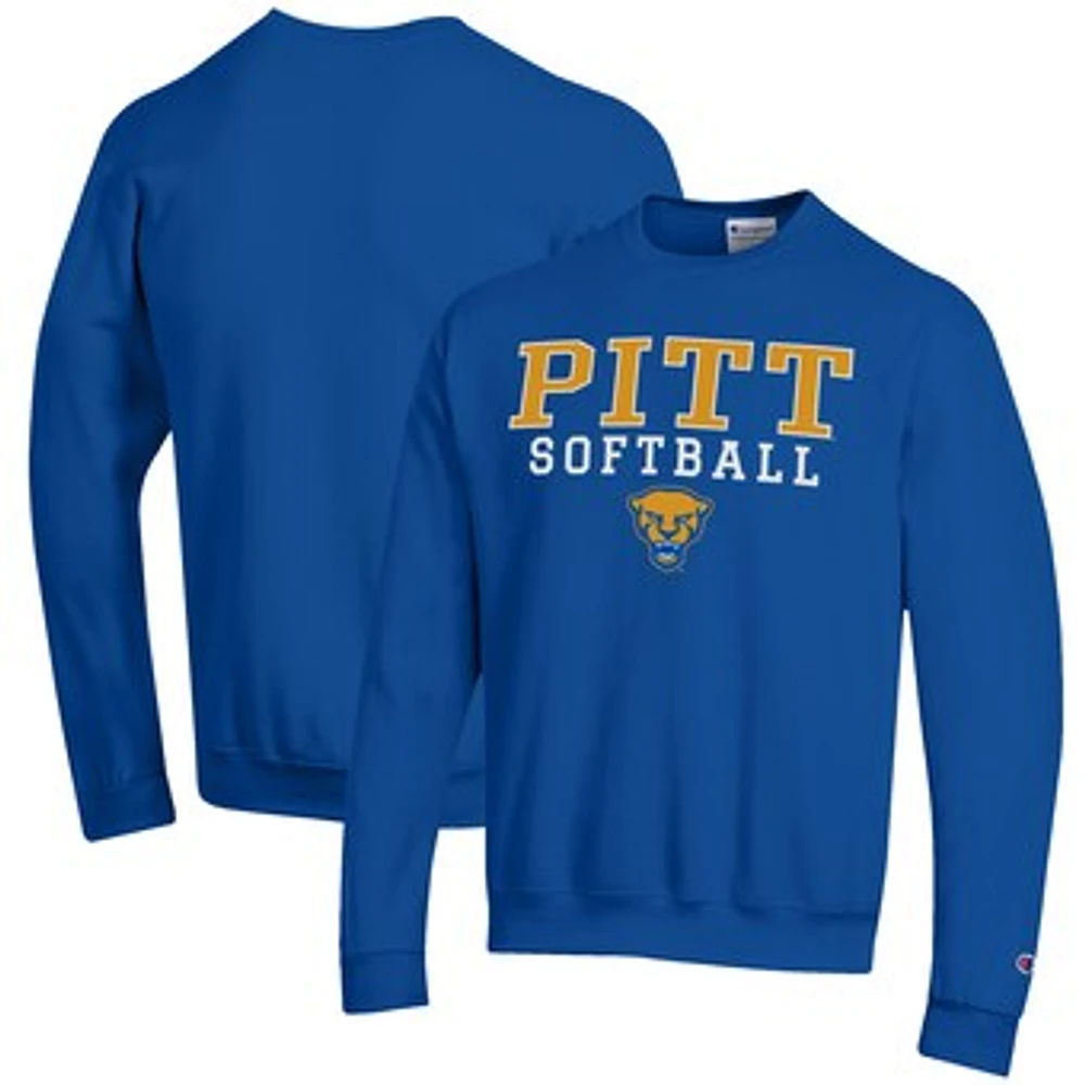 Men's Champion Royal Pitt Panthers Softball Stack Pullover Crewneck Sweatshirt