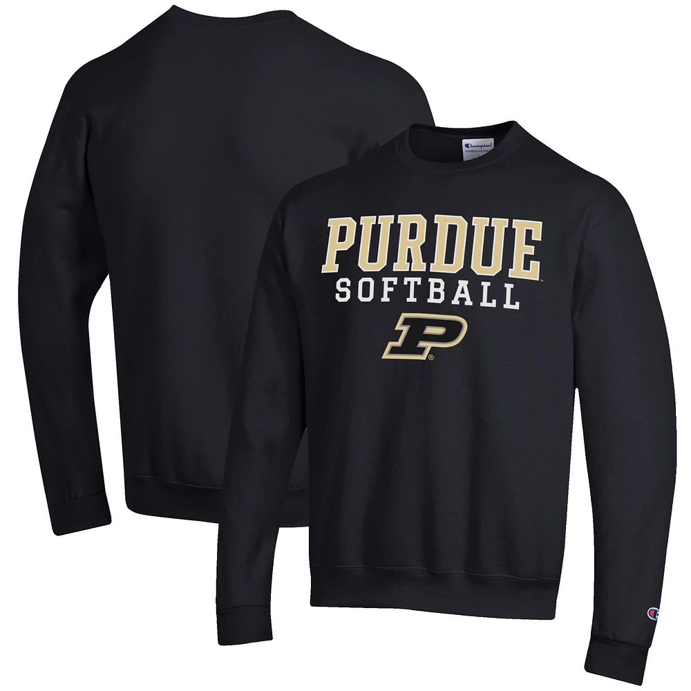 Men's Champion Purdue Boilermakers Softball Stack Pullover Crewneck Sweatshirt