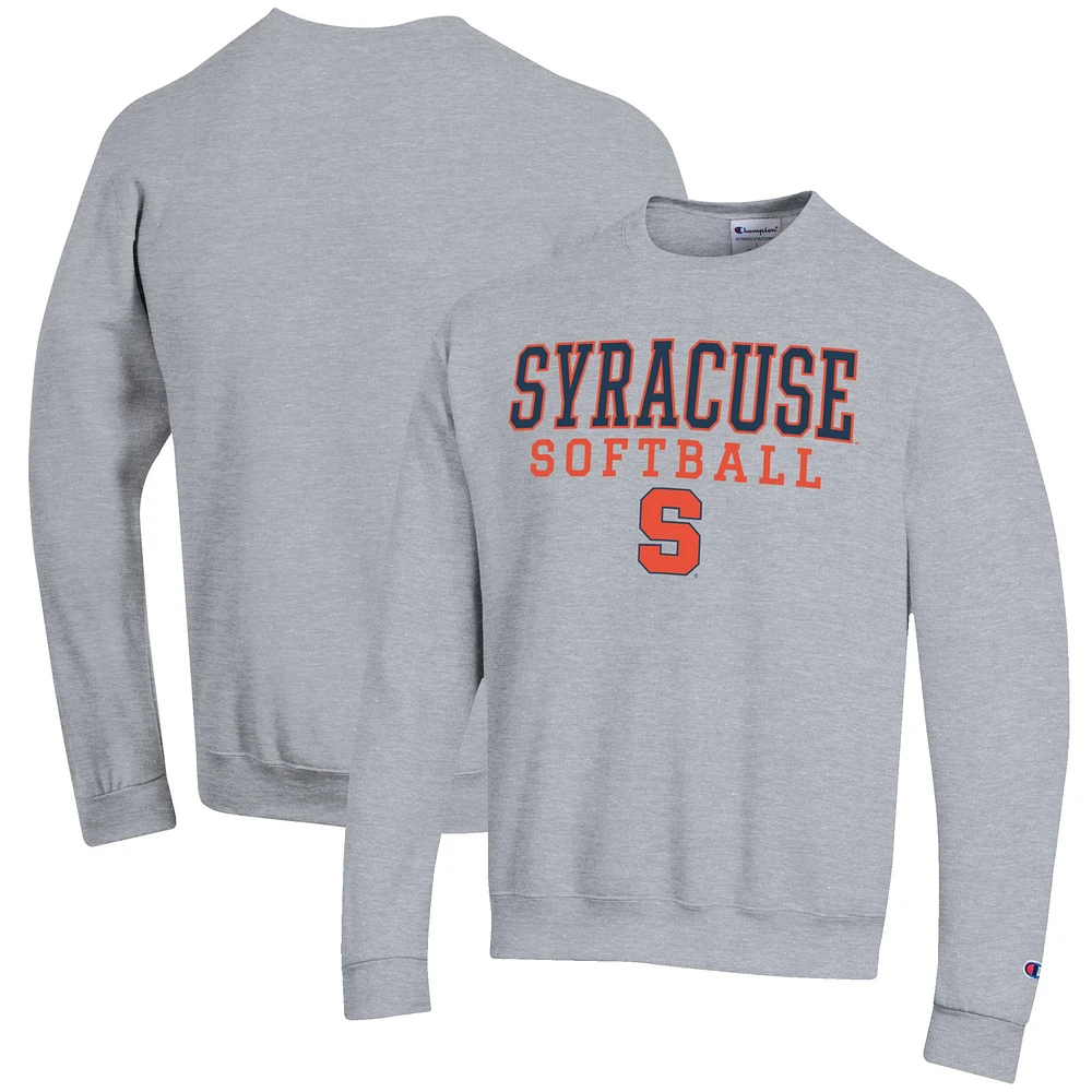 Men's Champion Gray Syracuse Orange Softball Stack Pullover Crewneck Sweatshirt