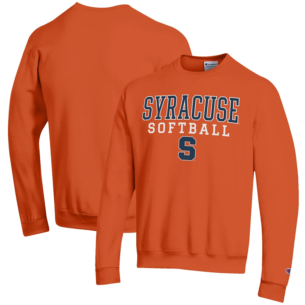 Men's Champion Orange Syracuse Softball Stack Pullover Crewneck Sweatshirt