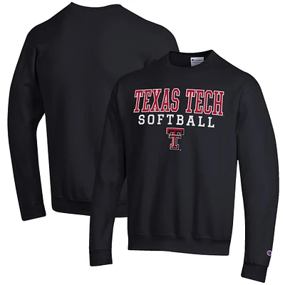 Men's Champion Texas Tech Red Raiders Softball Stack Pullover Crewneck Sweatshirt