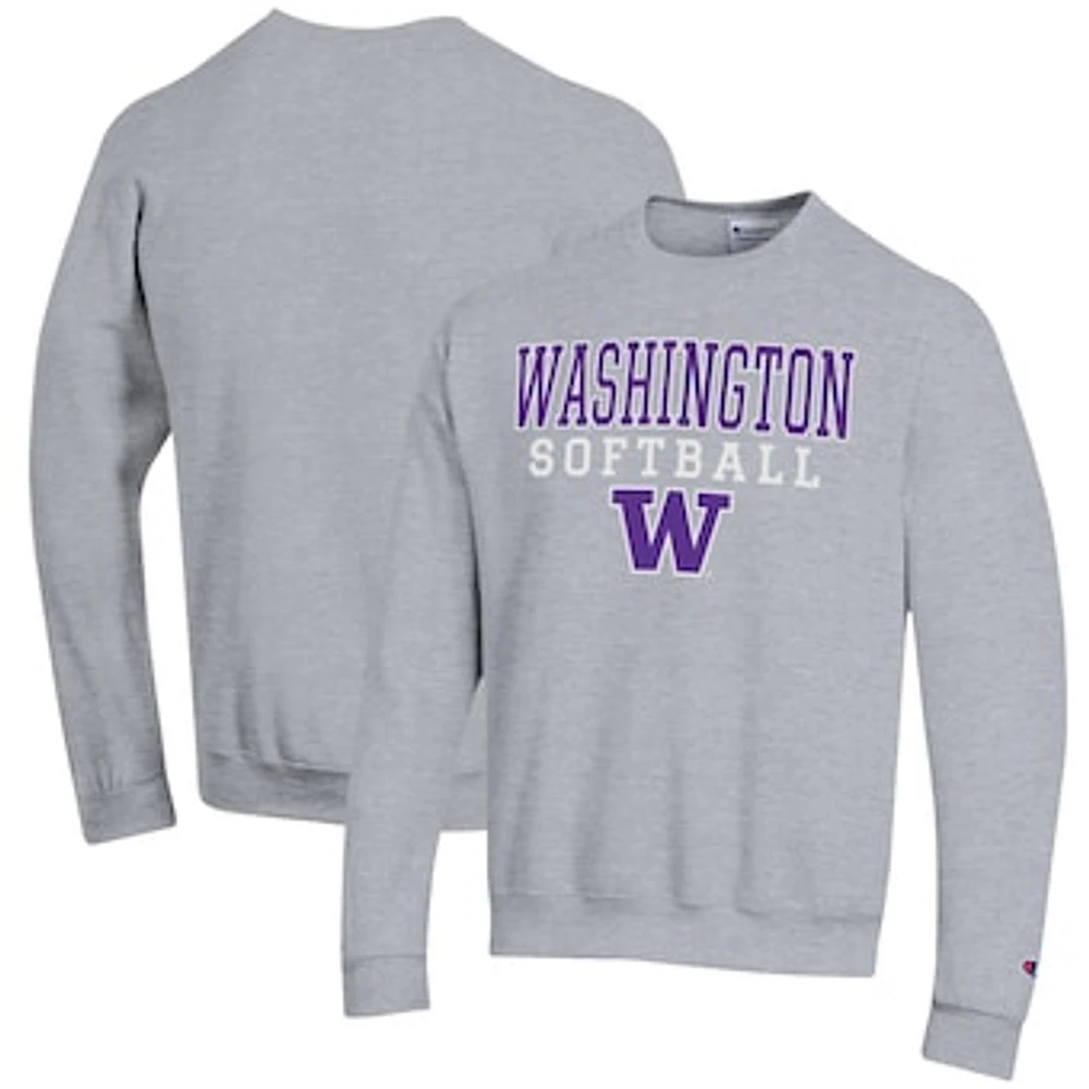 Men's Champion Washington Huskies Softball Stack Pullover Crewneck Sweatshirt