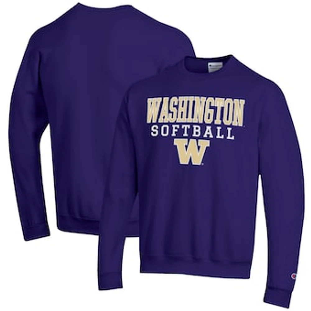 Men's Champion Washington Huskies Softball Stack Pullover Crewneck Sweatshirt