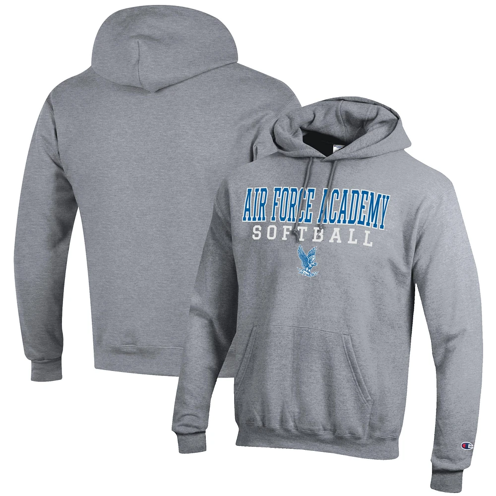 Men's Champion Gray Air Force Falcons Softball Stack Pullover Hoodie