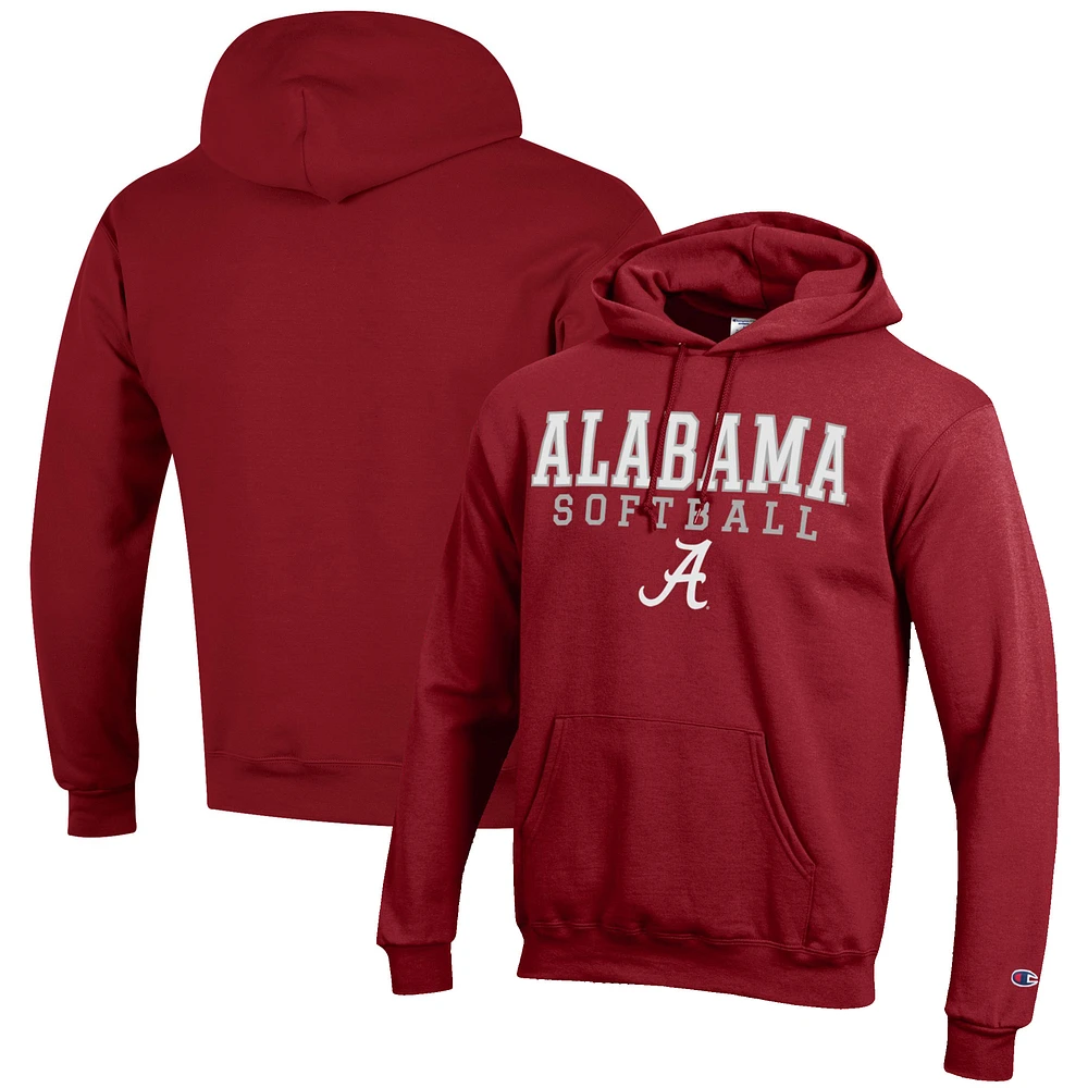 Men's Champion Crimson Alabama Tide Softball Stack Pullover Hoodie