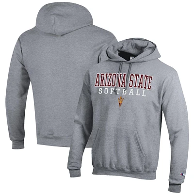Men's Champion Gray Arizona State Sun Devils Softball Stack Pullover Hoodie