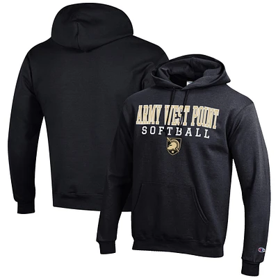 Men's Champion Black Army Knights Softball Stack Pullover Hoodie